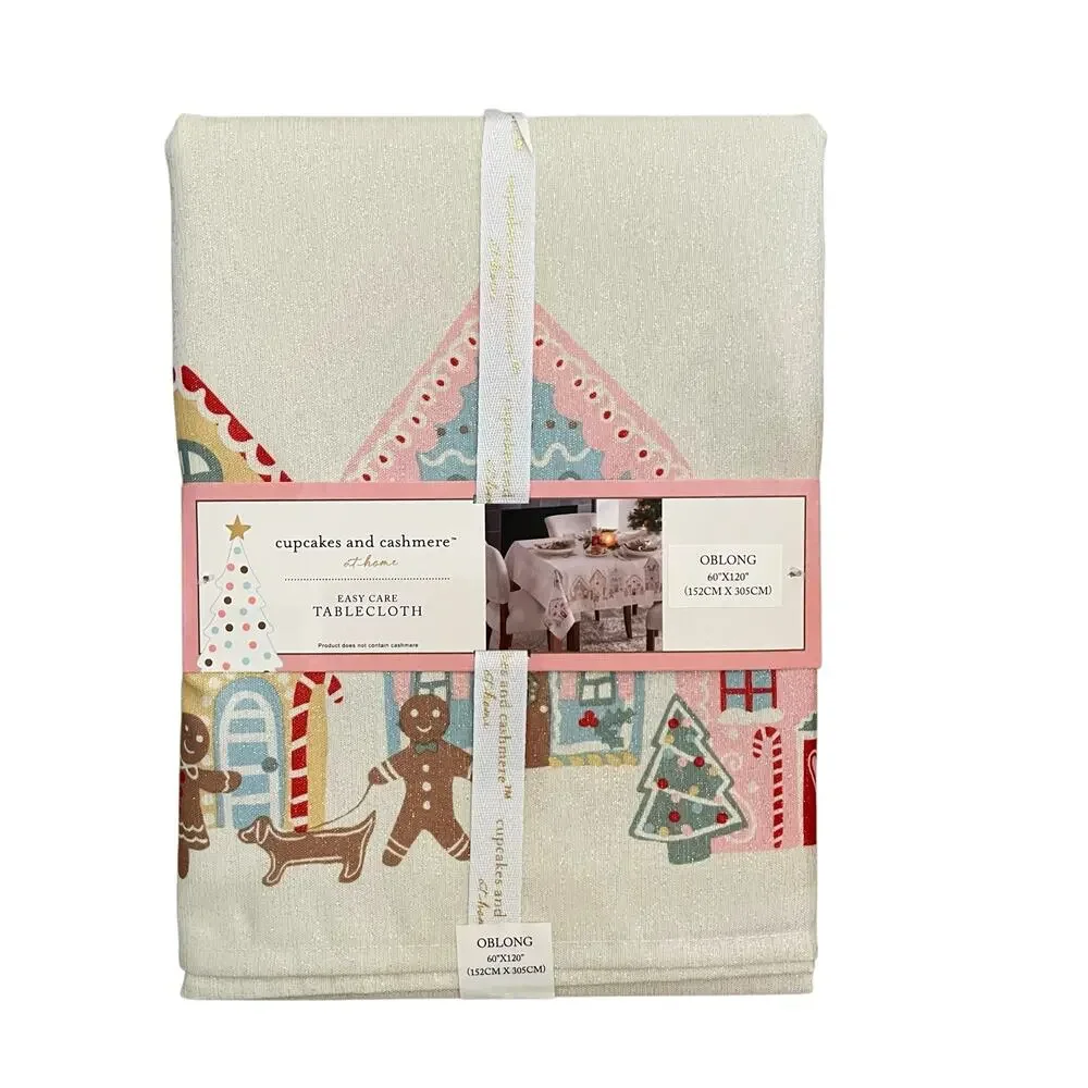 Cupcakes & Cashmere Christmas Gingerbread Man 60x120 Holiday Tablecloth New